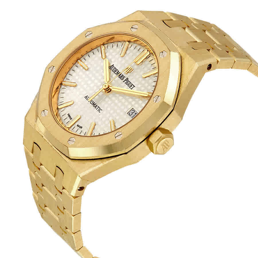Audemars Piguet Royal Oak Silver Dial Automatic 18 Carat Yellow Gold Ladies Watch 15450BA.OO.1256BA.01