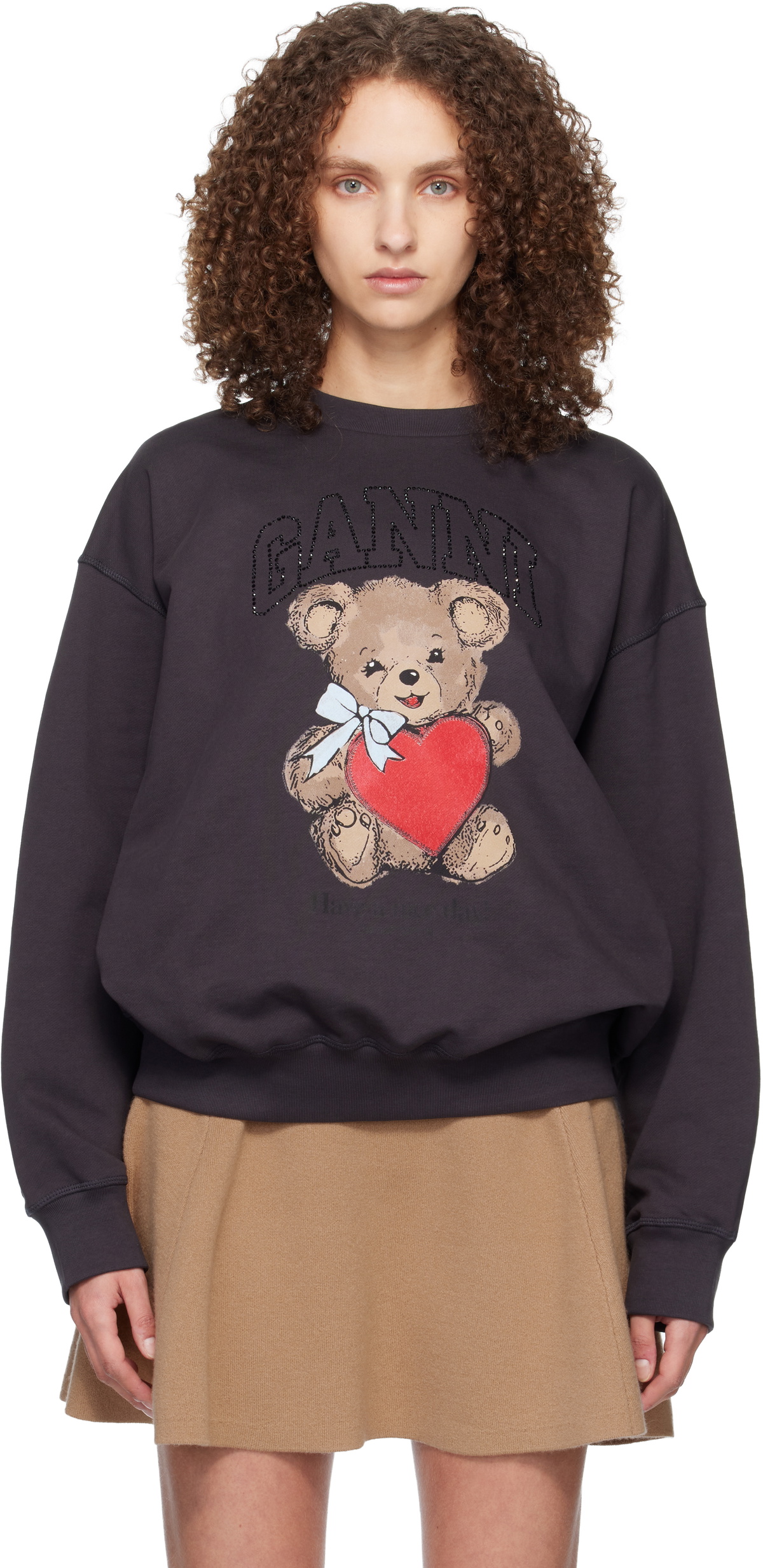 GANNI Gray Bear Sweatshirt