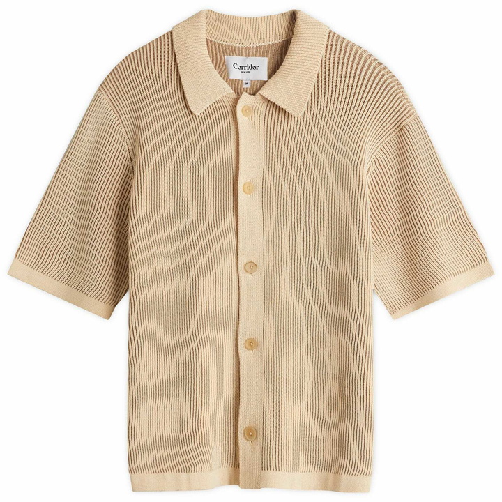 Photo: Corridor Men's Plated Short Sleeve Knitted Shirt in Natural