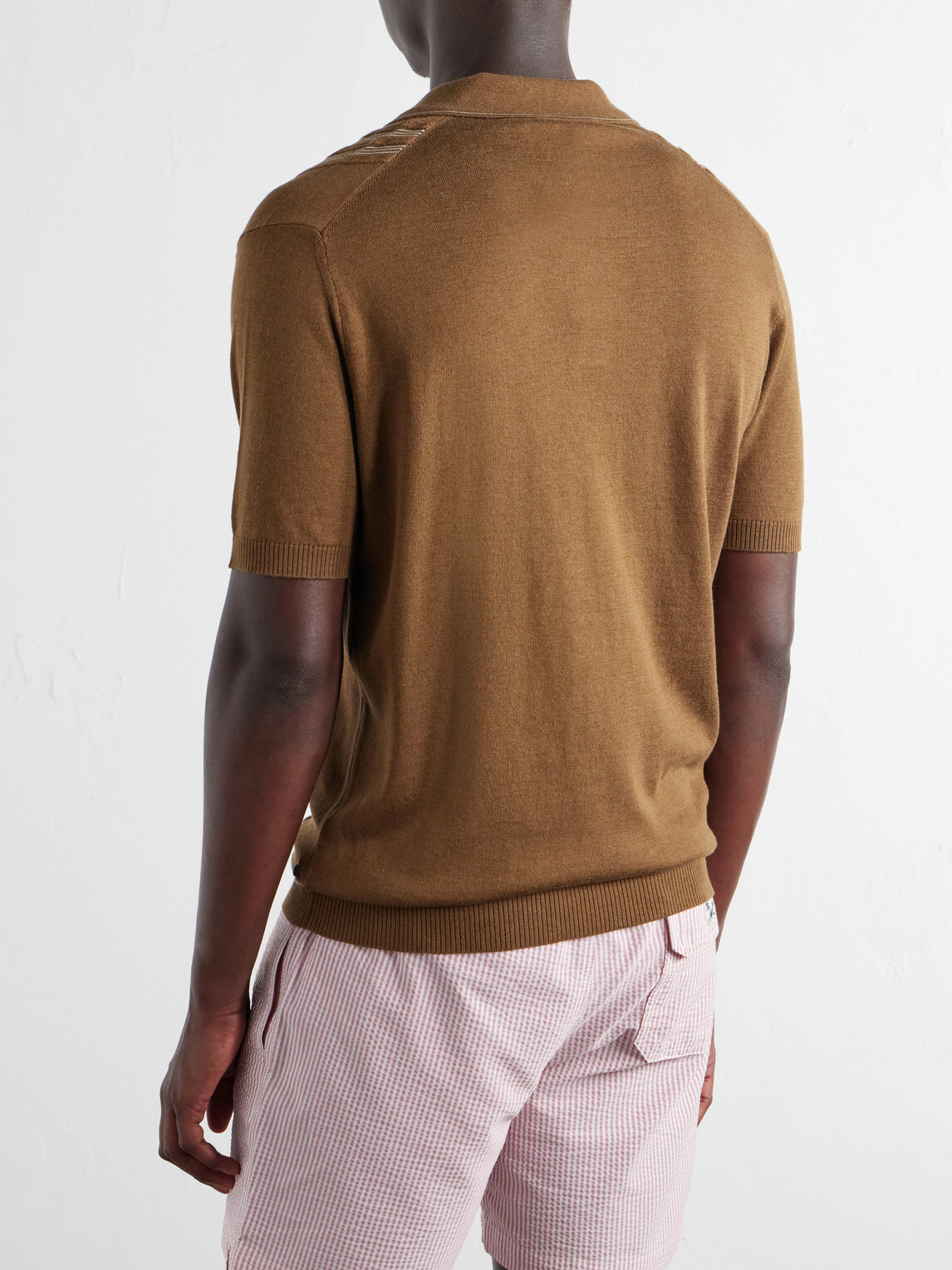 Orlebar Brown - Horton Striped Silk and Organic Cotton-Blend Polo Shirt - Brown
