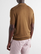 Orlebar Brown - Horton Striped Silk and Organic Cotton-Blend Polo Shirt - Brown