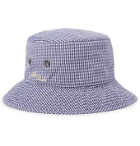 ACNE STUDIOS - Logo-Embroidered Gingham Woven Bucket Hat - Blue