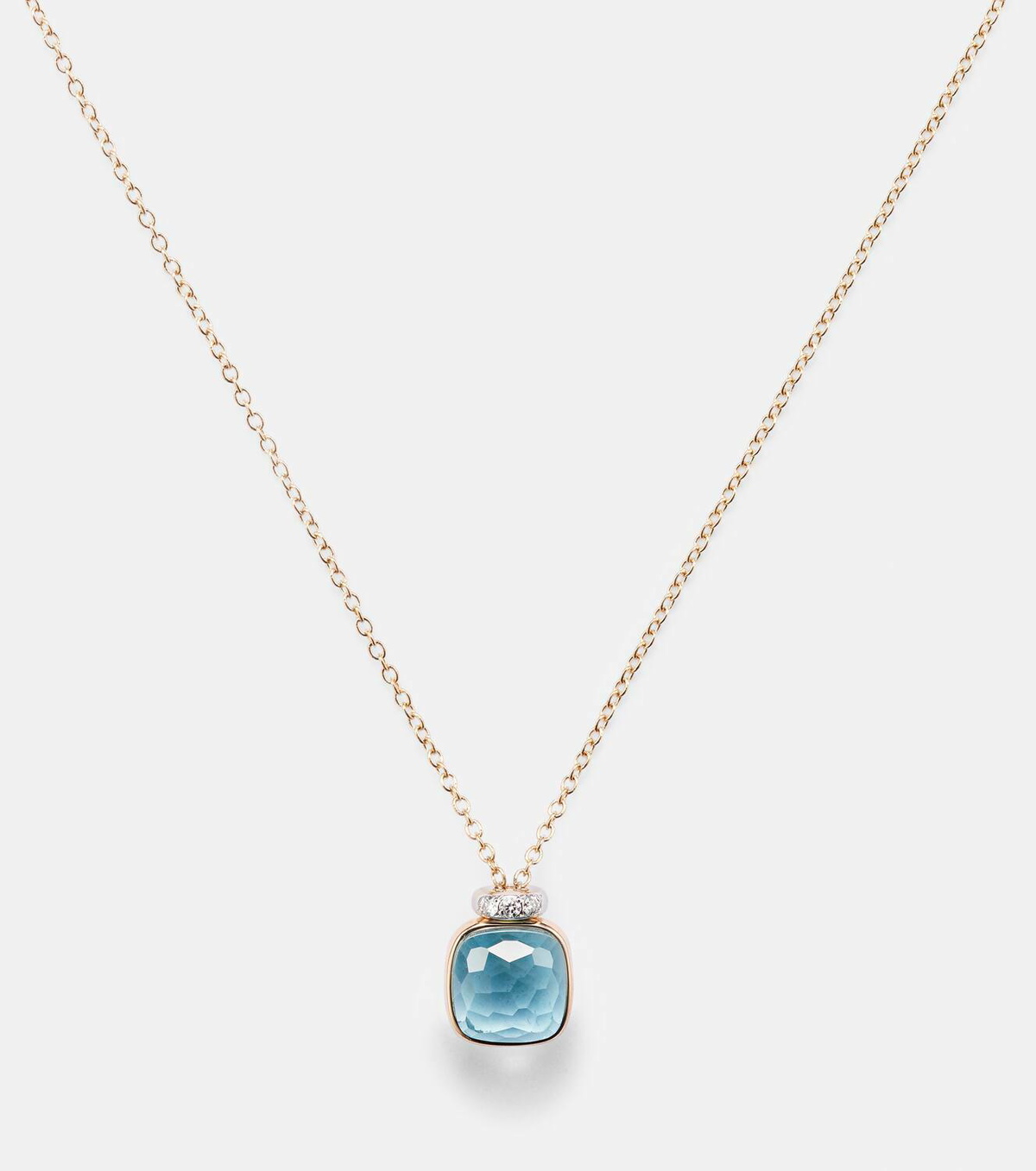 Pomellato Nudo Mini 18kt rose gold pendant necklace with topaz and diamonds