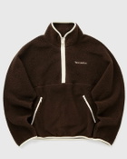 Sporty & Rich Serif Logo Sherpa Quarter Zip Brown Womens Fleece Jackets/Half-Zip