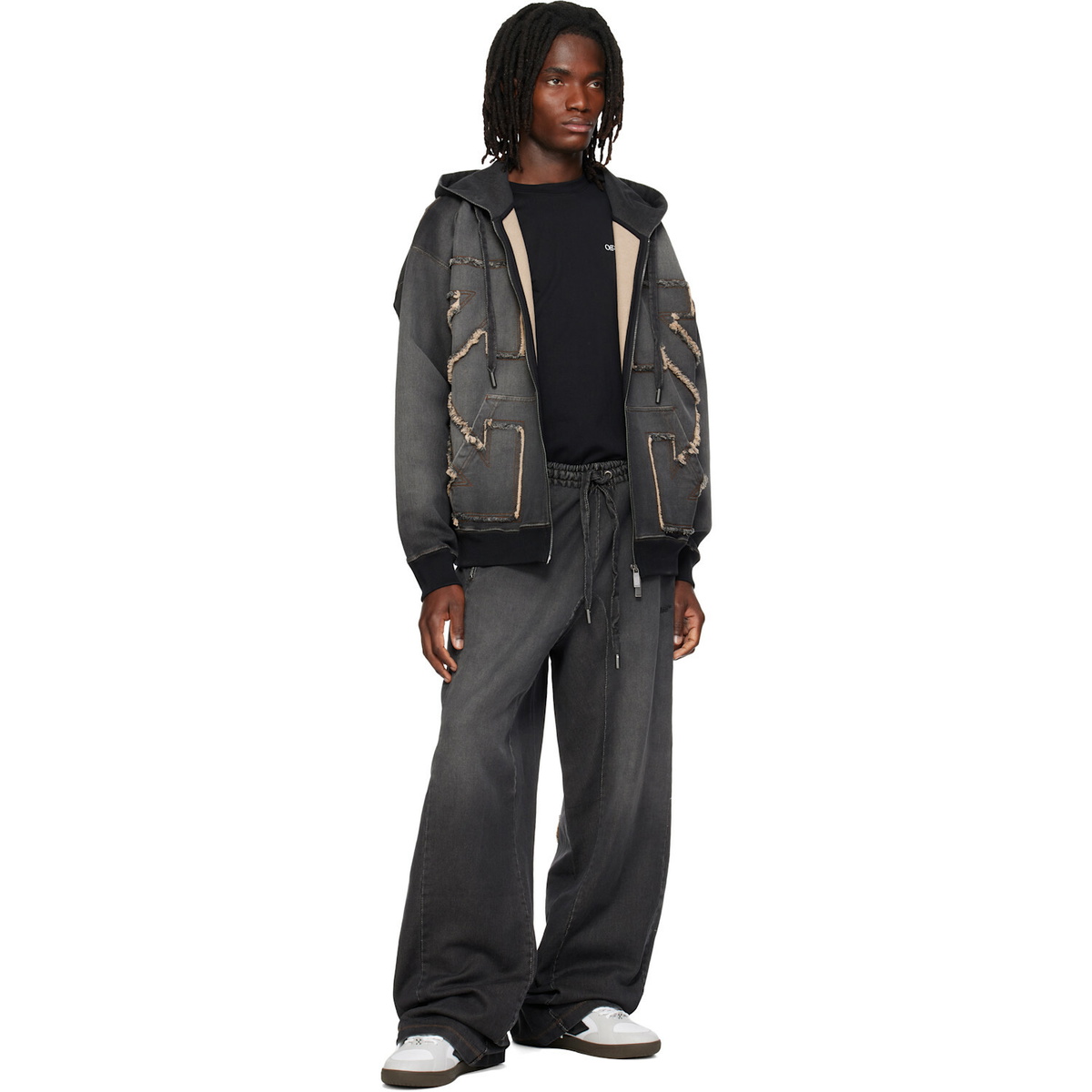 Off-White Gray Distressed Diag Slouchy Sweatpants