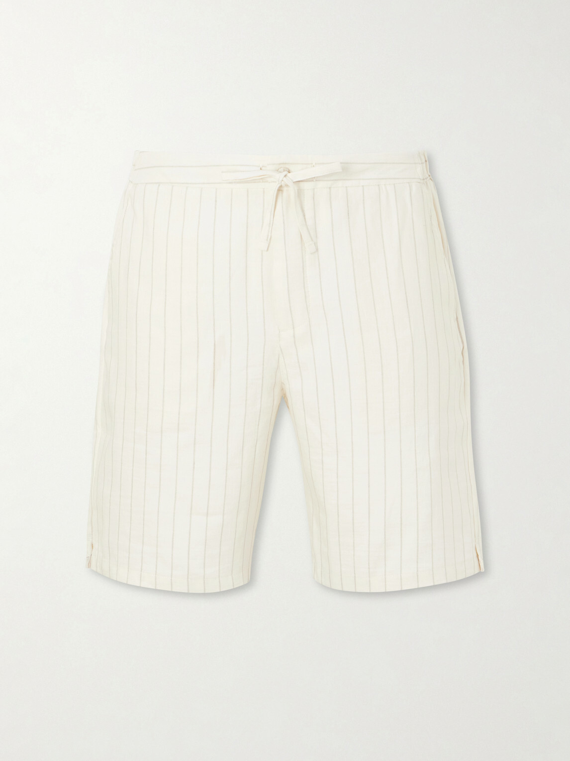 Frescobol Carioca - Straight-Leg Striped Linen and Cotton-Blend Drawstring Shorts - Neutrals