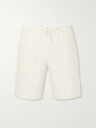 Frescobol Carioca - Straight-Leg Striped Linen and Cotton-Blend Drawstring Shorts - Neutrals