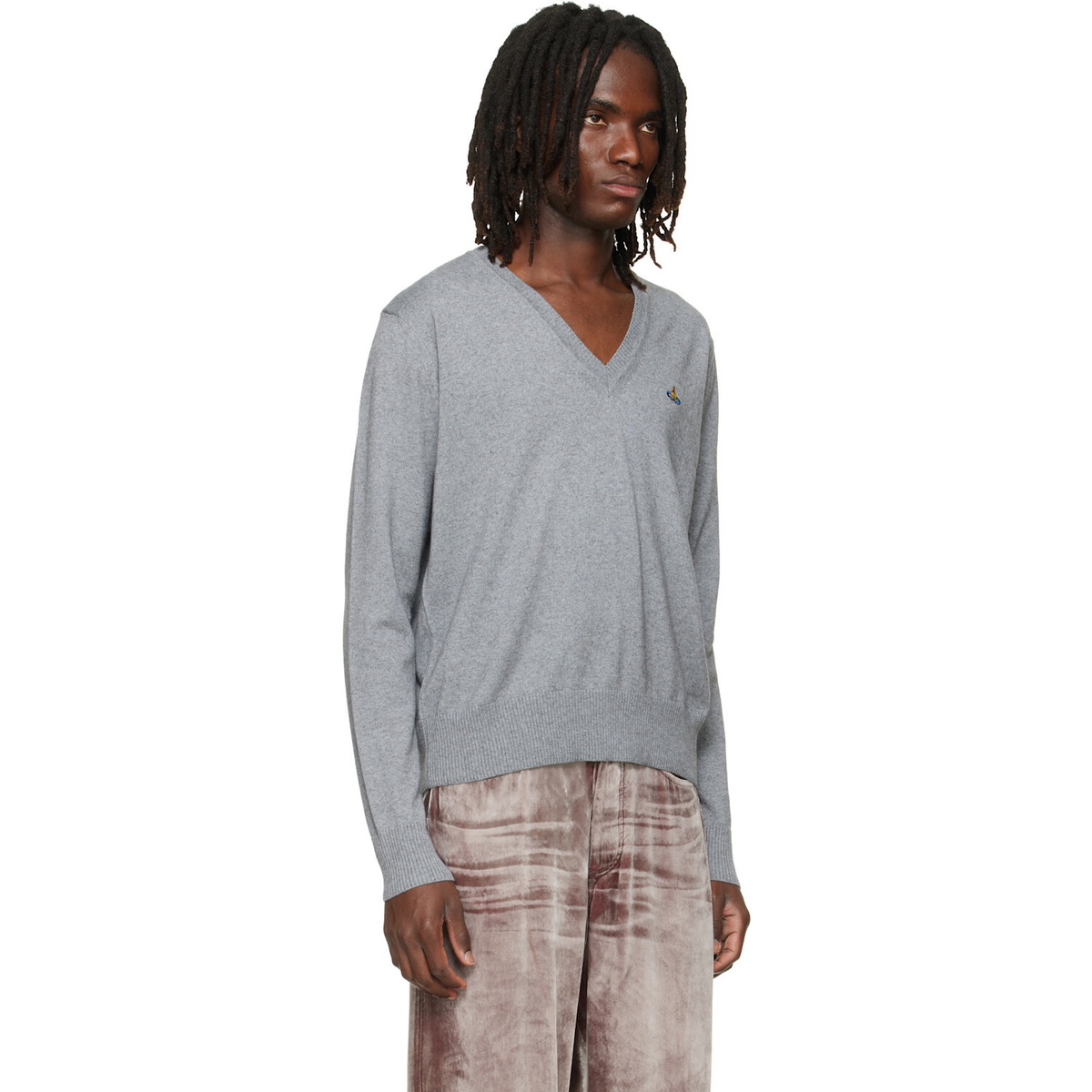 Vivienne Westwood Gray Mark V-Neck Sweater Vivienne Westwood