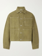 Story mfg. - Post Cropped Cotton-Canvas Jacket - Green