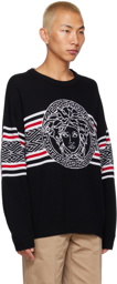 Versace Black Medusa Striped Sweater