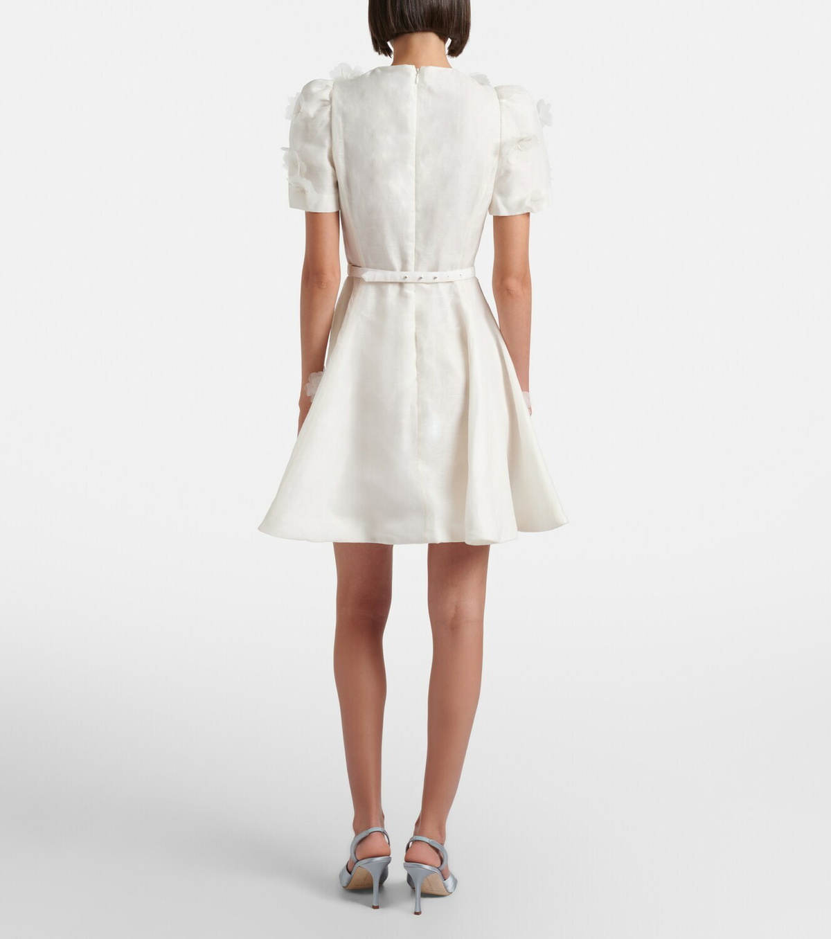Leo Lin Elyse floral-appliqué linen and silk minidress