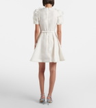 Leo Lin Elyse floral-appliqué linen and silk minidress