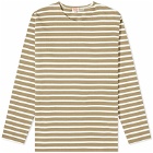 Armor-Lux Men's Long Sleeve Classic Stripe T-Shirt in Olive/Natural