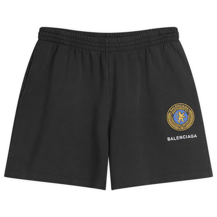 Photo: Balenciaga Men's Uniform Merch Dry Molleton Shorts in Faded Washed Black