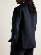 De Bonne Facture - Essential Unstructured Linen Suit Jacket - Blue