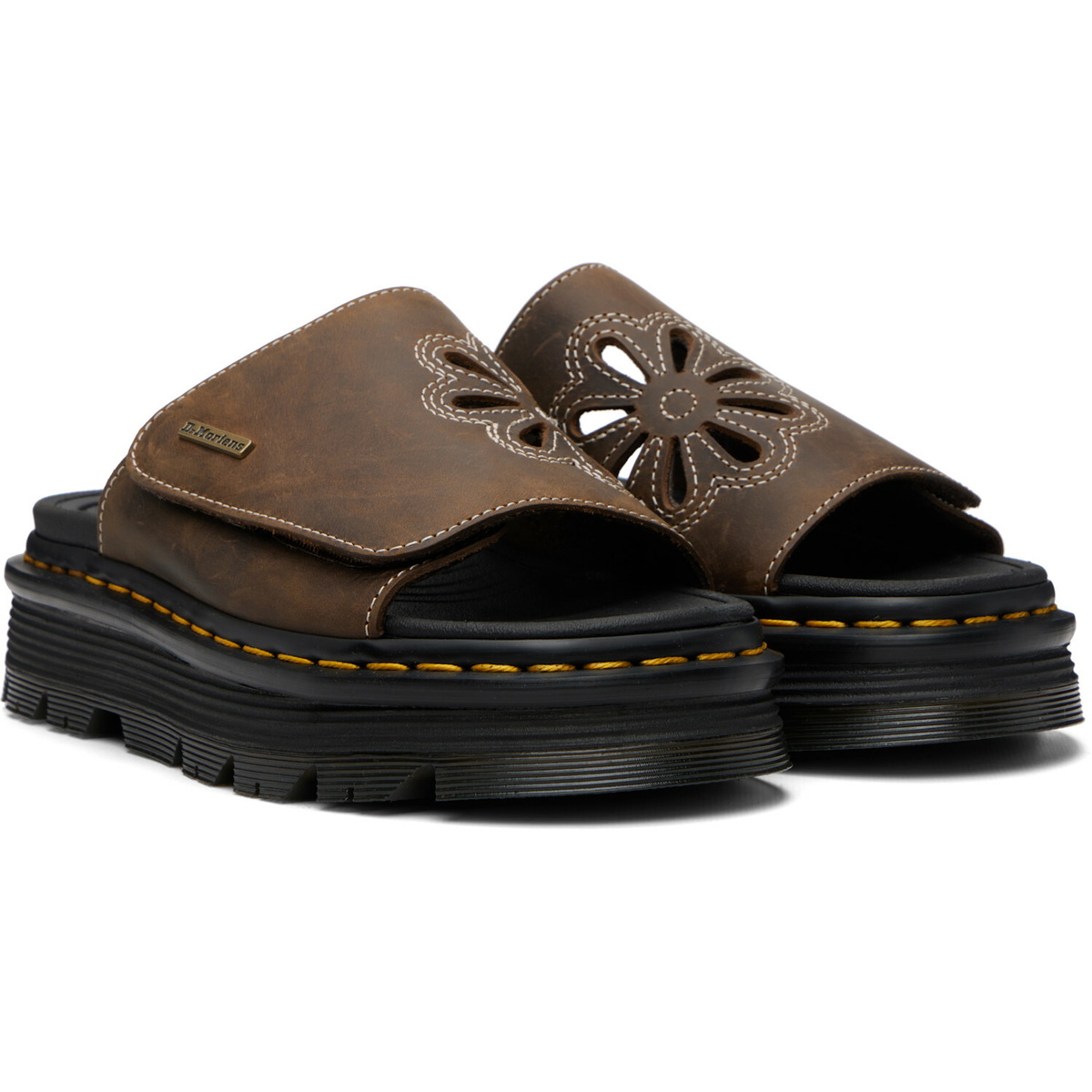 Dr. Martens Brown Zebzag Flower Sandals