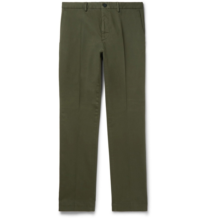 Photo: Incotex - Anthracite Slim-Fit Stretch-Cotton Twill Trousers - Green