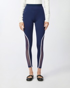 Pinko Leggings With Sheer Inserts Blue/White
