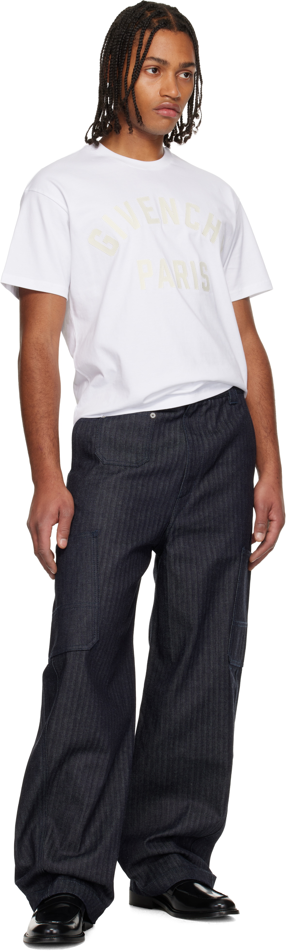 Givenchy Navy Herringbone Denim Cargo Pants