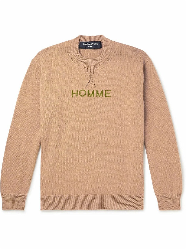 Photo: Comme des Garçons HOMME - Logo-Intarsia Knitted Sweater - Brown
