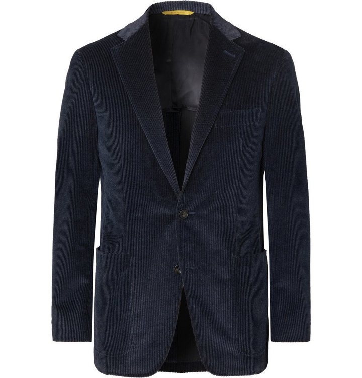 Photo: Canali - Navy Kei Slim-Fit Cotton-Blend Corduroy Blazer - Navy