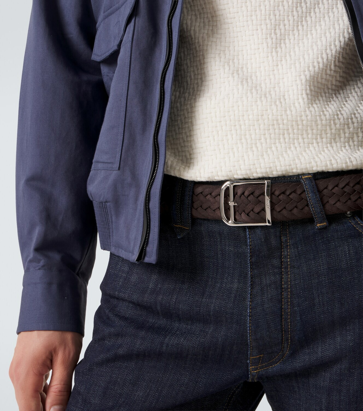 Brioni Braided suede belt