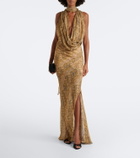 De La Vali Oryx snake-print georgette maxi skirt