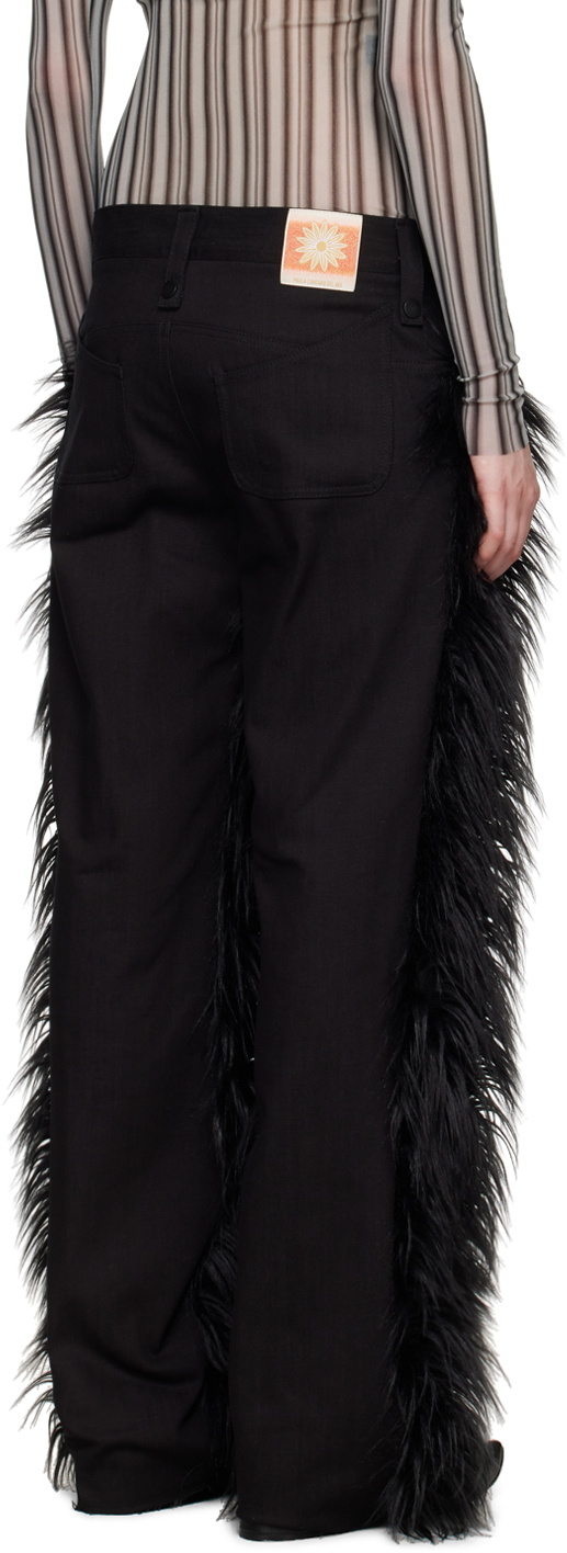 Paula Canovas Del Vas Black Faux-Fur Jeans