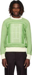 Lacoste Green Tennis Court Graphic Jacquard Sweater