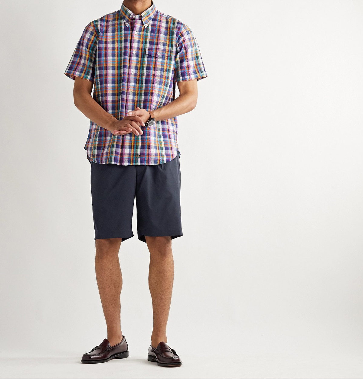 J.Press - Pleated SOLOTEX Shorts - Blue