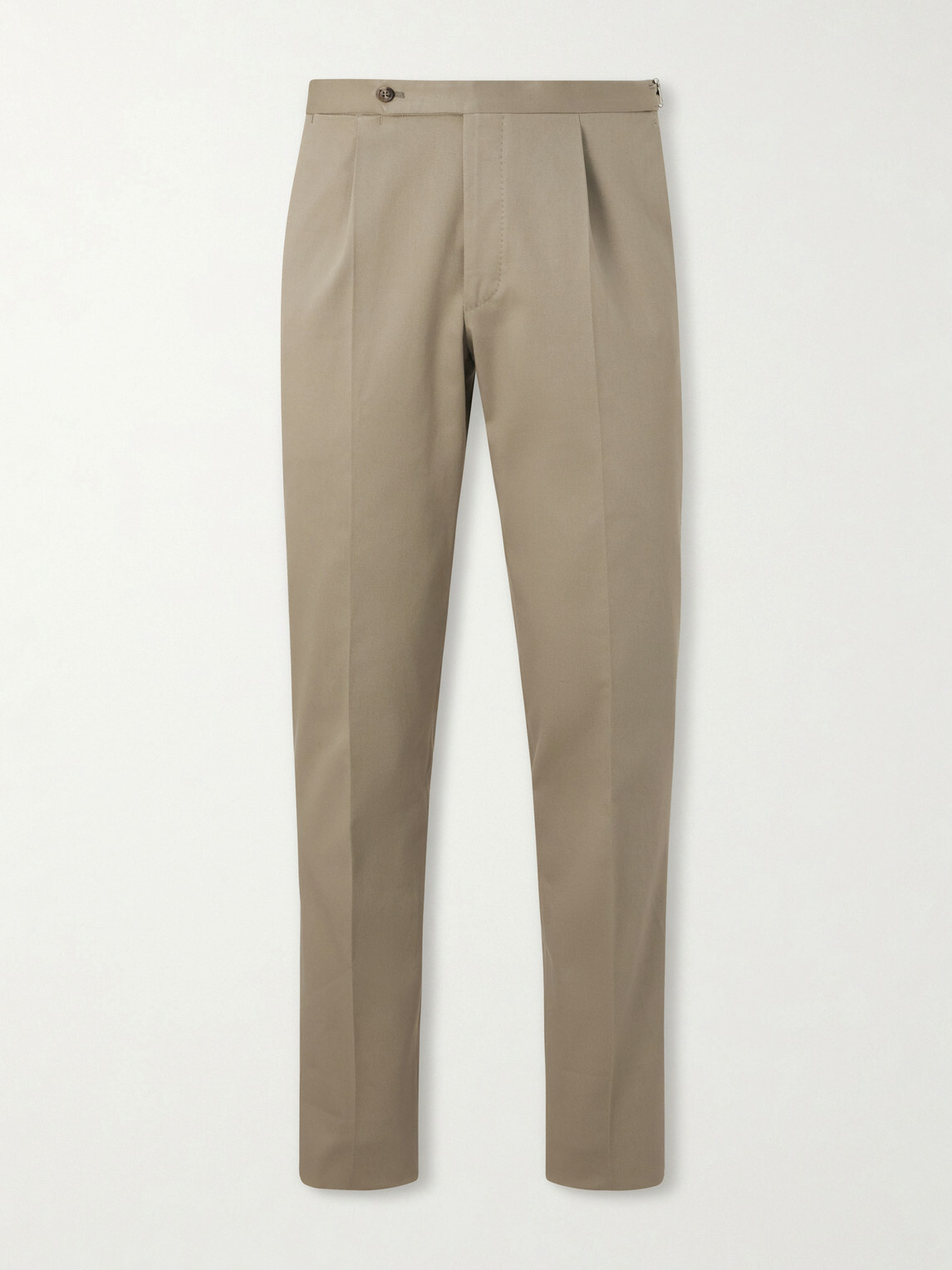 De Petrillo - Straight-Leg Cotton-Blend Twill Trousers - Neutrals