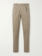 De Petrillo - Straight-Leg Cotton-Blend Twill Trousers - Neutrals