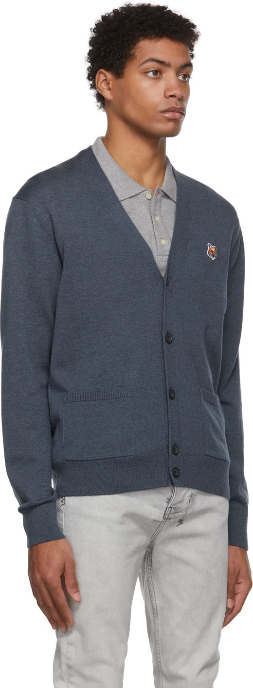 Maison Kitsuné Blue Fox Head Patch Classic Cardigan Maison Kitsune