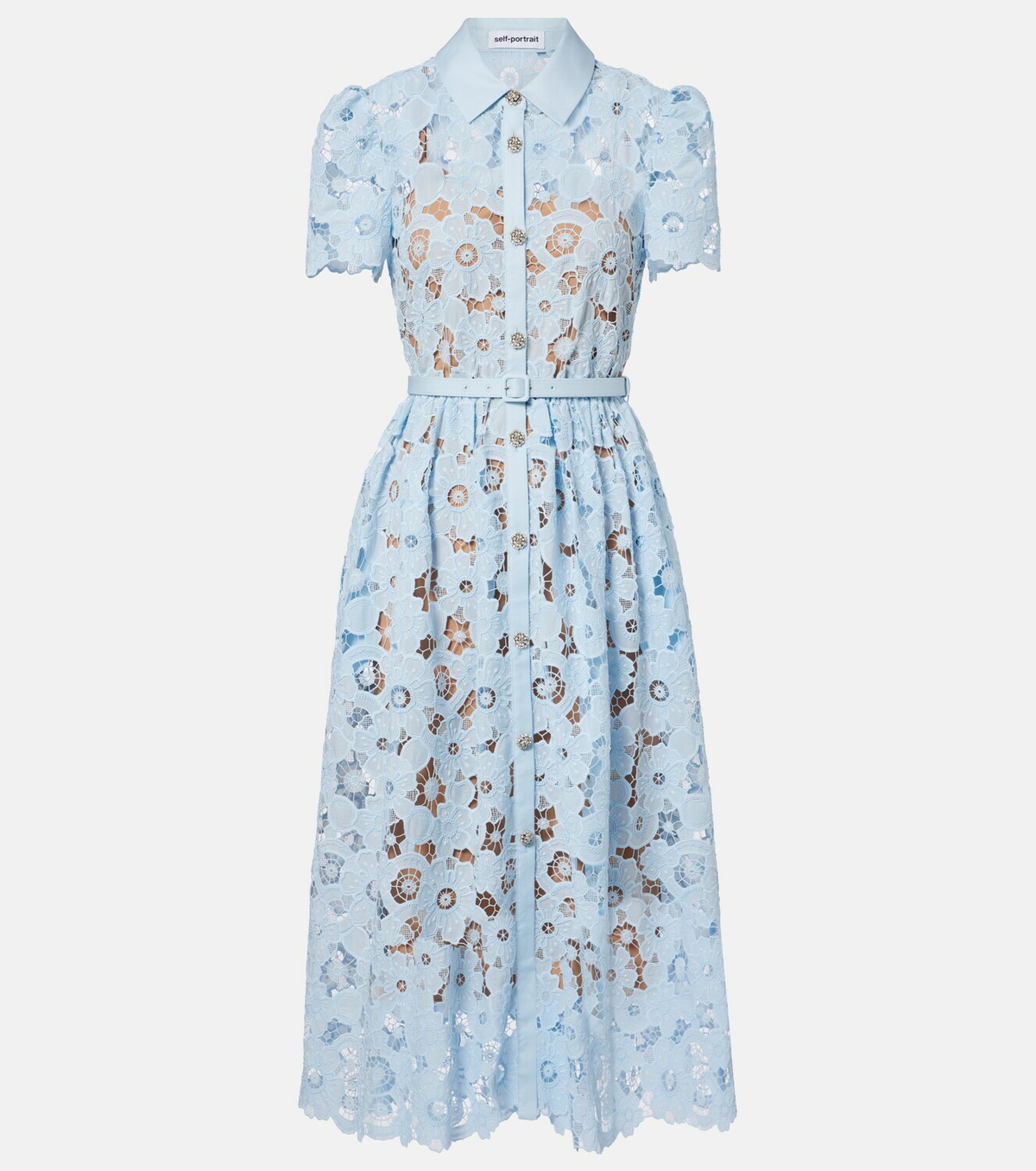 Self-Portrait Belted lace shirt dress