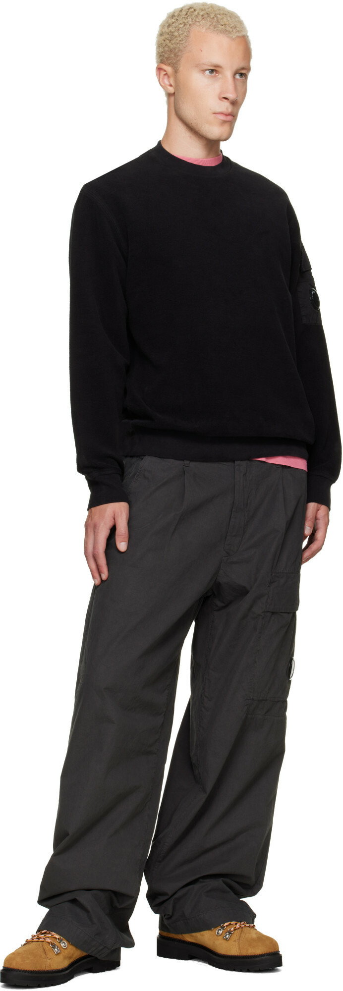 C.P. Company Gray Micro-Reps Boxy Pleats Cargo Pants