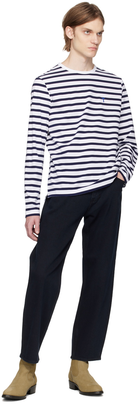 Tiger of Sweden White & Navy Linden Long Sleeve T-Shirt
