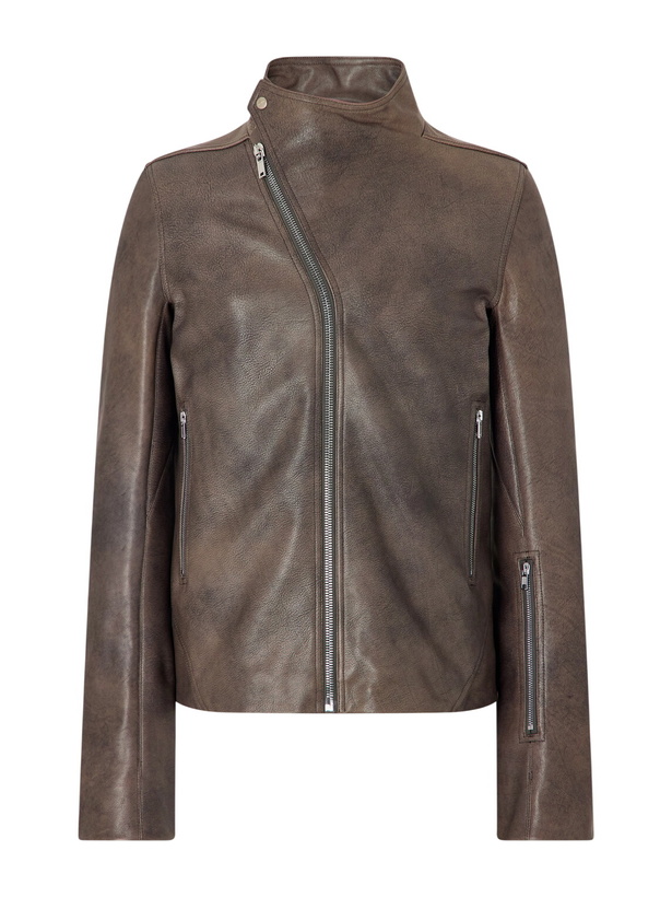 Photo: Rick Owens - Release Panelled Full-Grain Leather Jacket - Brown