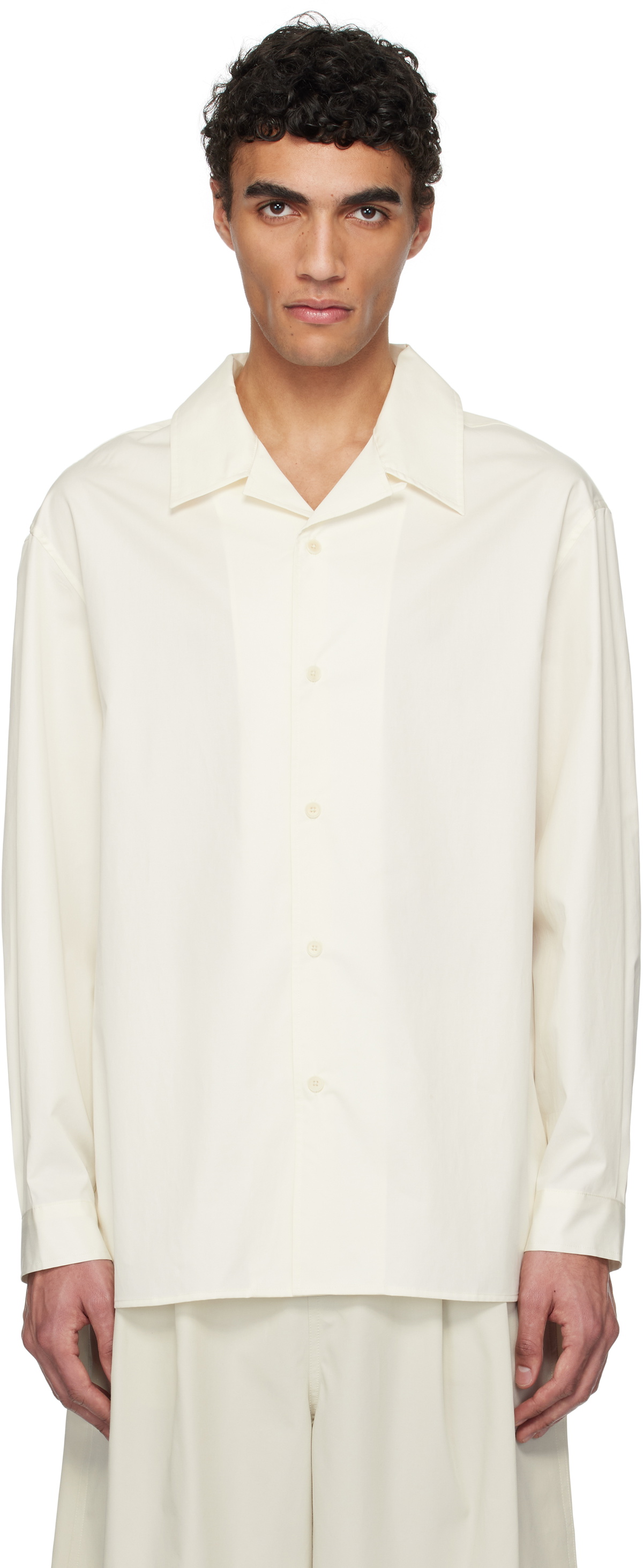 AMOMENTO Off-White Open Collar Shirt