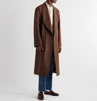 Gucci - Shawl-Collar Belted Piped Logo-Jacquard Twill Coat - Brown