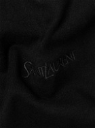 SAINT LAURENT - Logo-Embroidered Cotton-Jersey Hoodie - Black