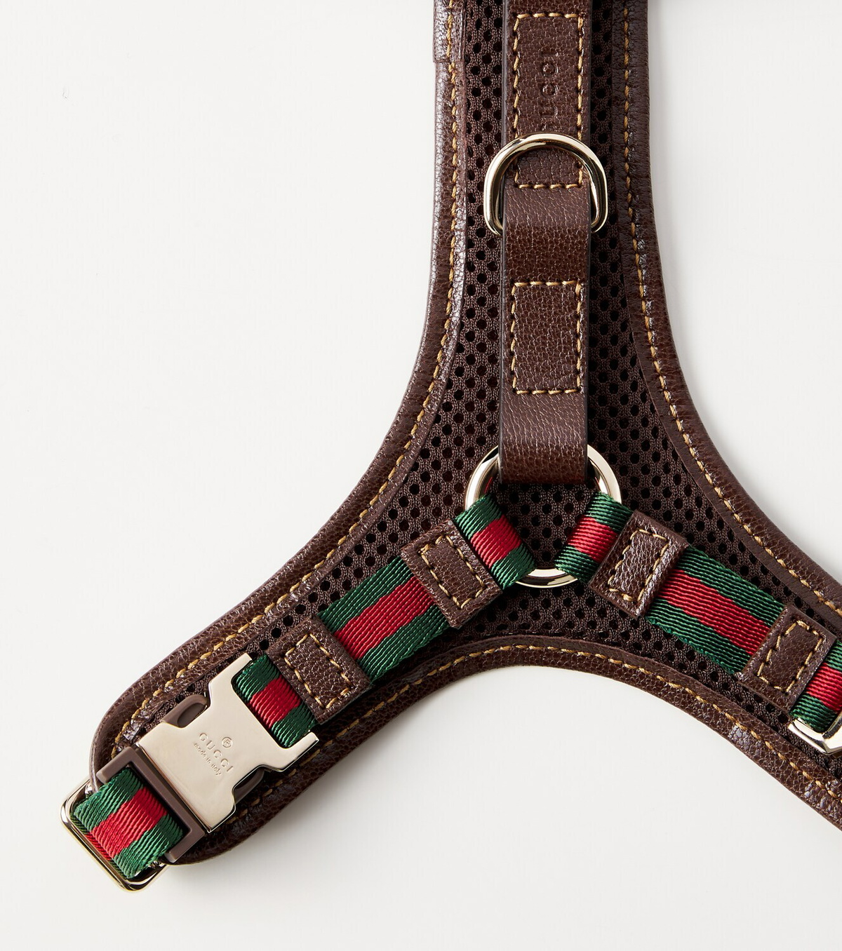 Gucci XS GG canvas leather-trimmed dog harness