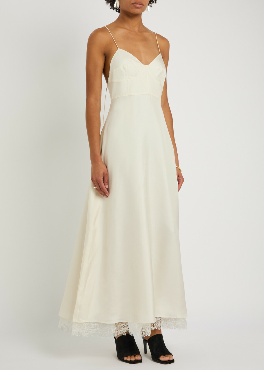 Rohe Lace-hem Silk Maxi Dress Cream
