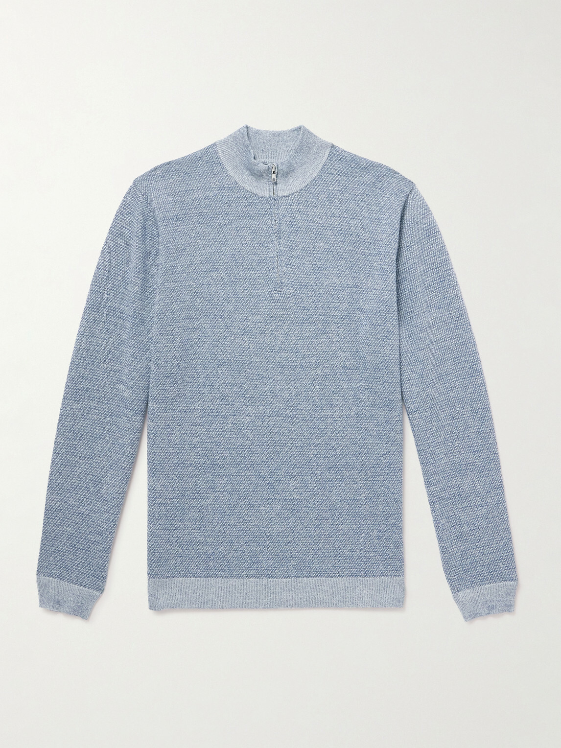 Peter Millar - Barlow Merino Wool, Linen and Cotton-Blend Half-Zip Sweater - Blue