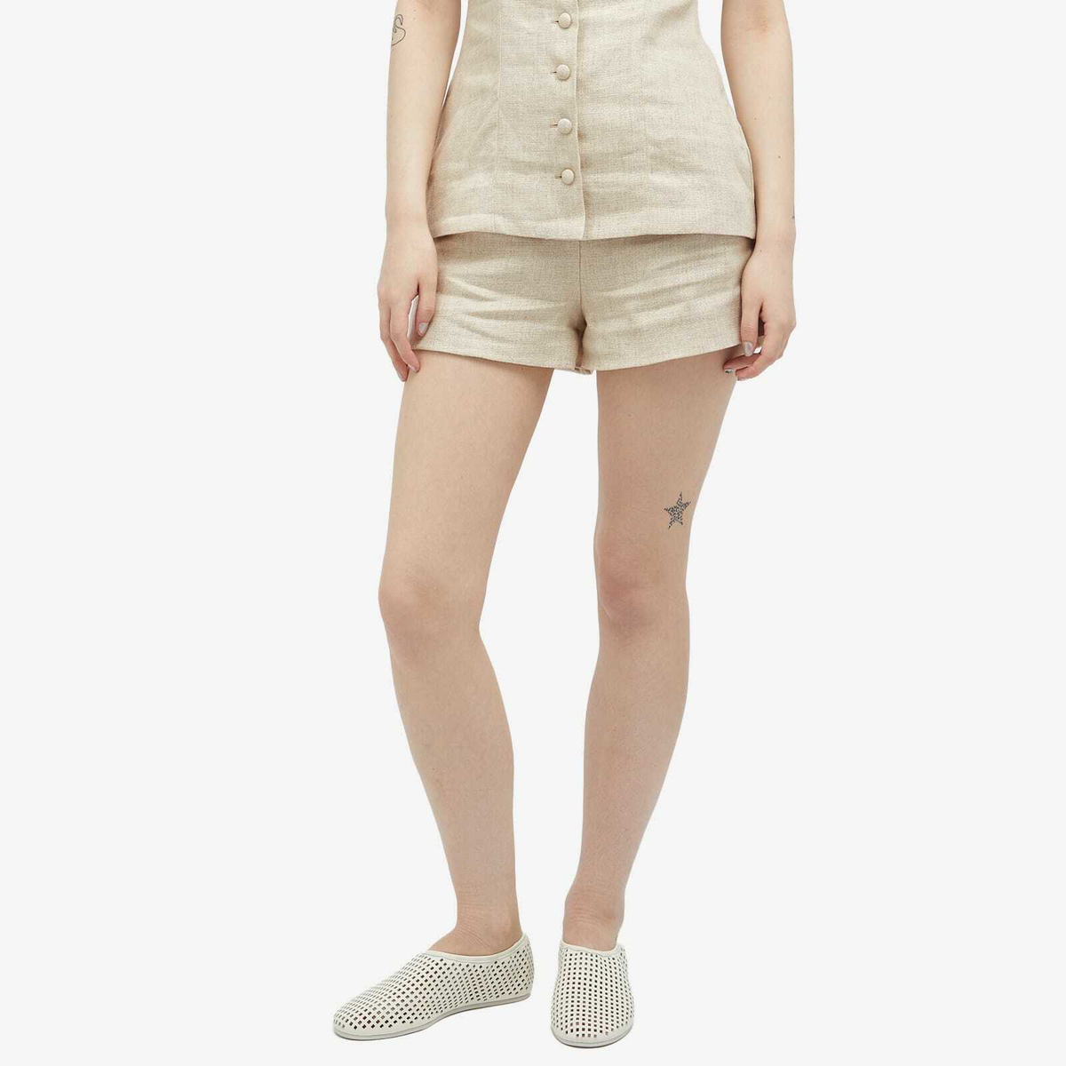 Faithfull The Brand Women's Lila Mini Linen Shorts in Oatmeal