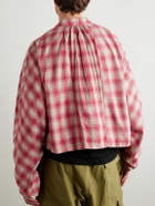 RRR123 - Materia Nazarene Oversized Printed Checked Cotton-Flannel Shirt - Red