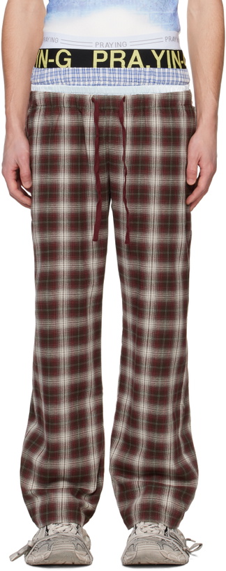 Photo: Praying Multicolor Plaid Underwear Sweatpants