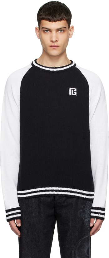 Photo: Balmain Black & White PB Signature Sweater