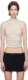 Alexander Wang Beige Ruched Tank Top