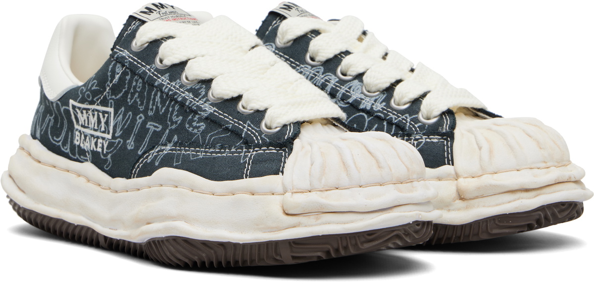 Maison MIHARA YASUHIRO Black Blakey OG Sole Graffiti Printed Canvas Sneakers