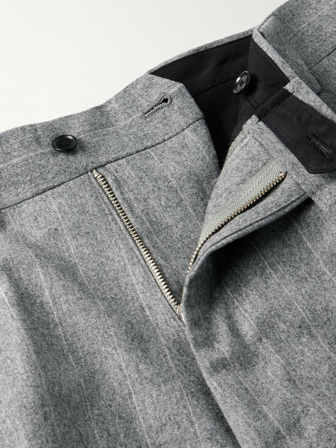Kaptain Sunshine - Tapered Pleated Striped Wool-Flannel Suit Trousers - Gray